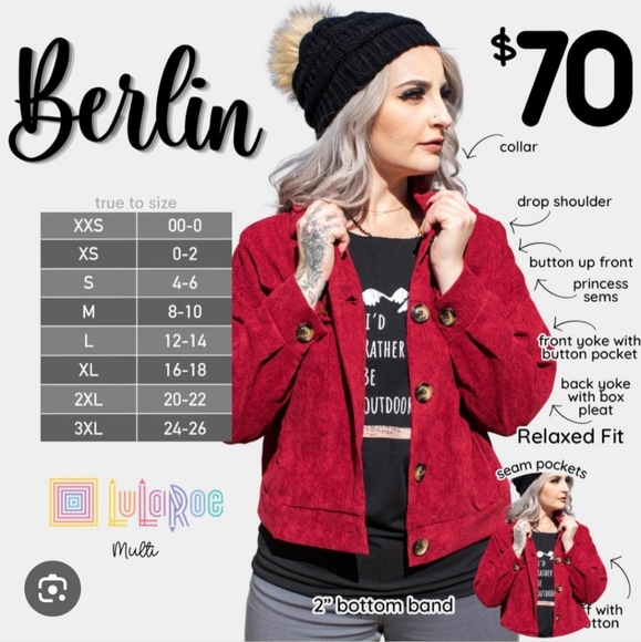 Brand New Lularoe Berlin, size medium (Corduroy Jacket) - Picture 6 of 6